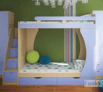 Двухъярусная кровать Фанки Кидз-2 с лестницей-комодом