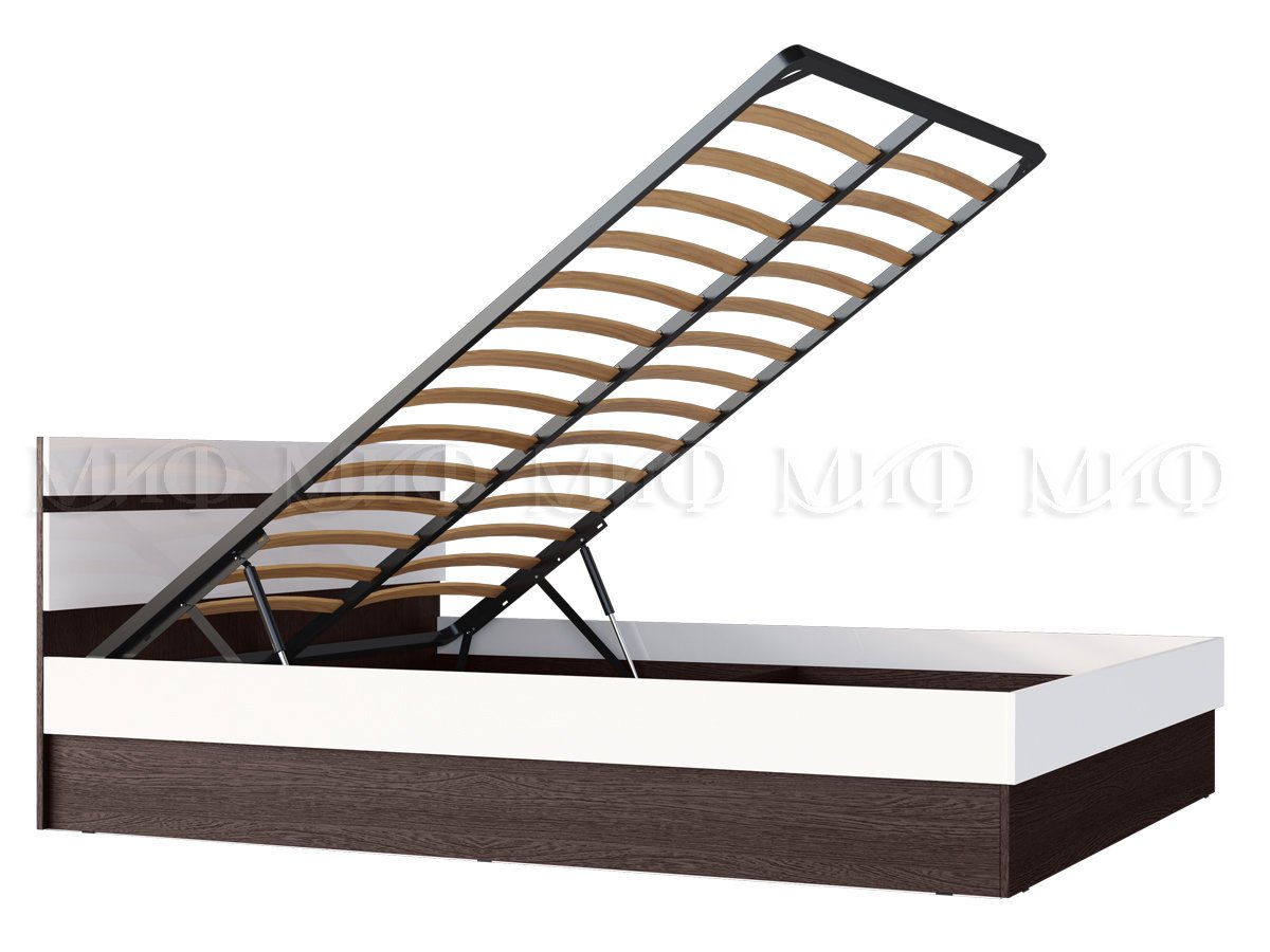 Кровать Ким 1,6 с подъемным механизмом (венге/белый глянец)