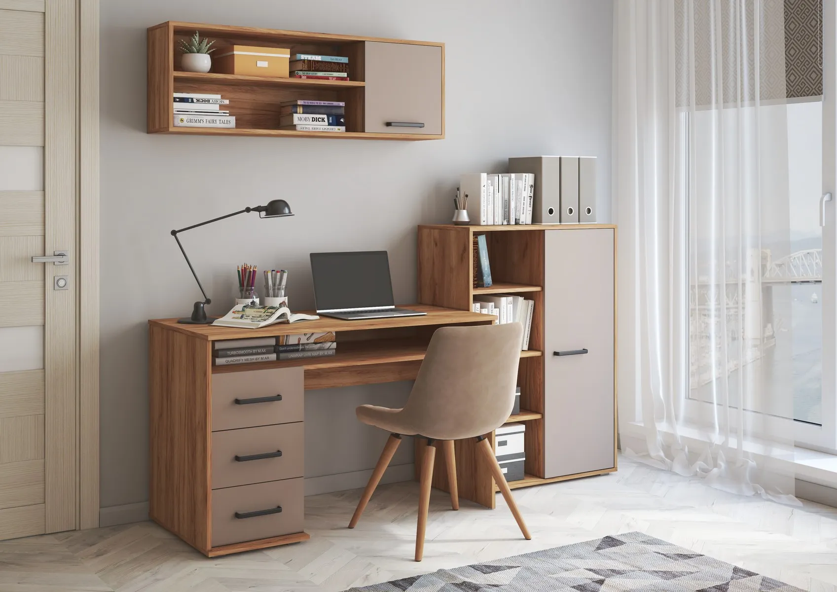 Уголок школьника Паскаль-4 (крафт золотой/глиняный серый)