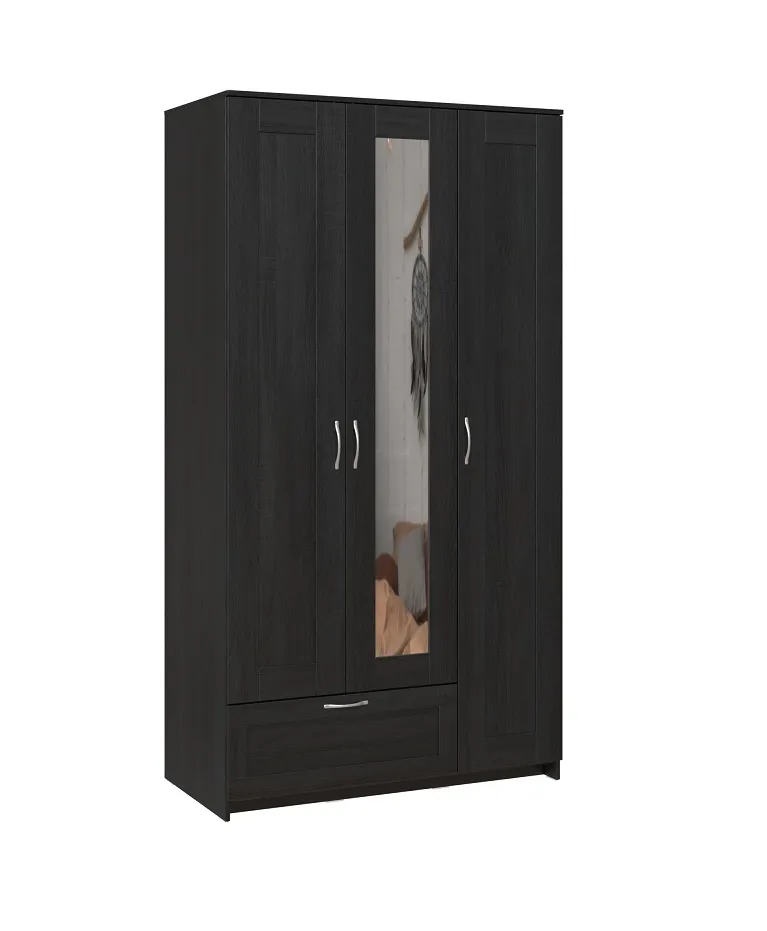 Шкаф Сириус 3 двери с зеркалом 1 ящик, венге (высота 220 см)