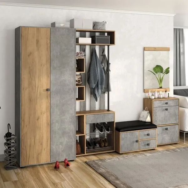 Прихожая Мини-Лайт Вариант 4 Дуб крафт золотой/ателье светлое