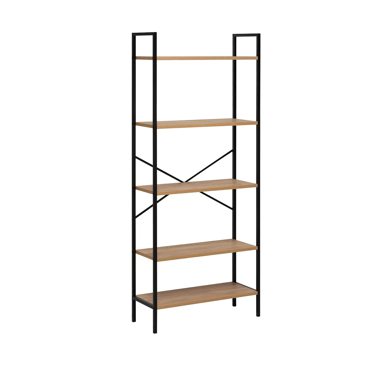 Стеллаж Leset Стилвуд 25 широкий, 5 полок (Чёрный/Дуб крафт золотой)