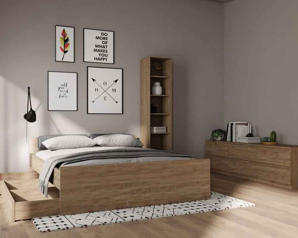 2.01.04.110.3 ОРИОН кровать двойная 200х200 сонома RU