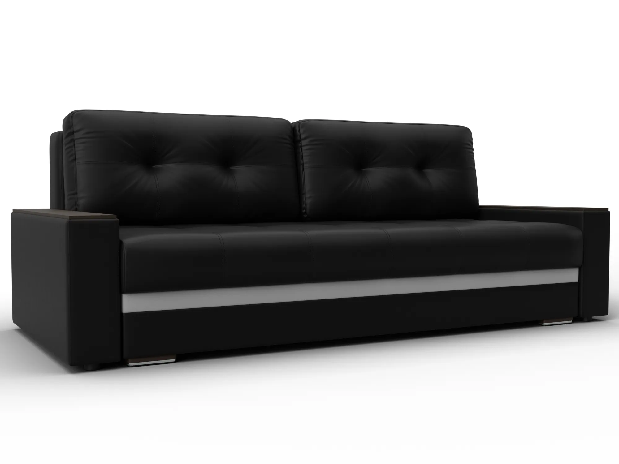 Диван прямой с декором Лига-096 НПБ ( Черный\Белый )