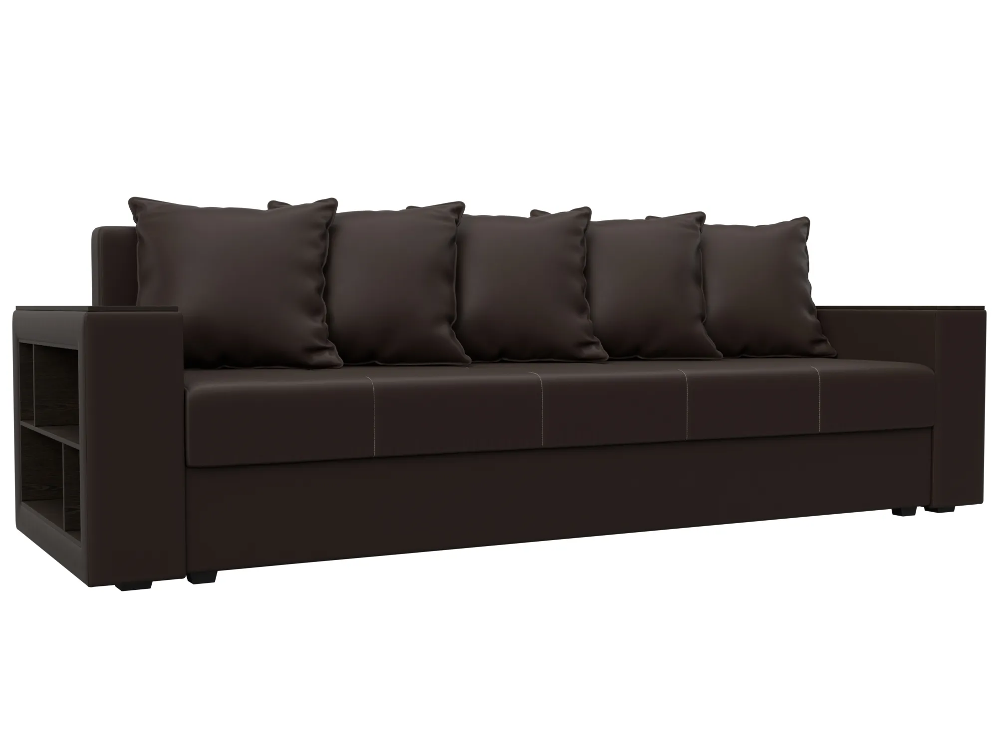 Диван прямой Дубай Лайт полки слева ( Коричневый )