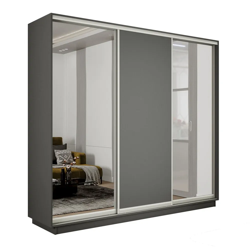 Шкаф-купе Экспресс трио 2 зеркала 1800 (Серый диамант)