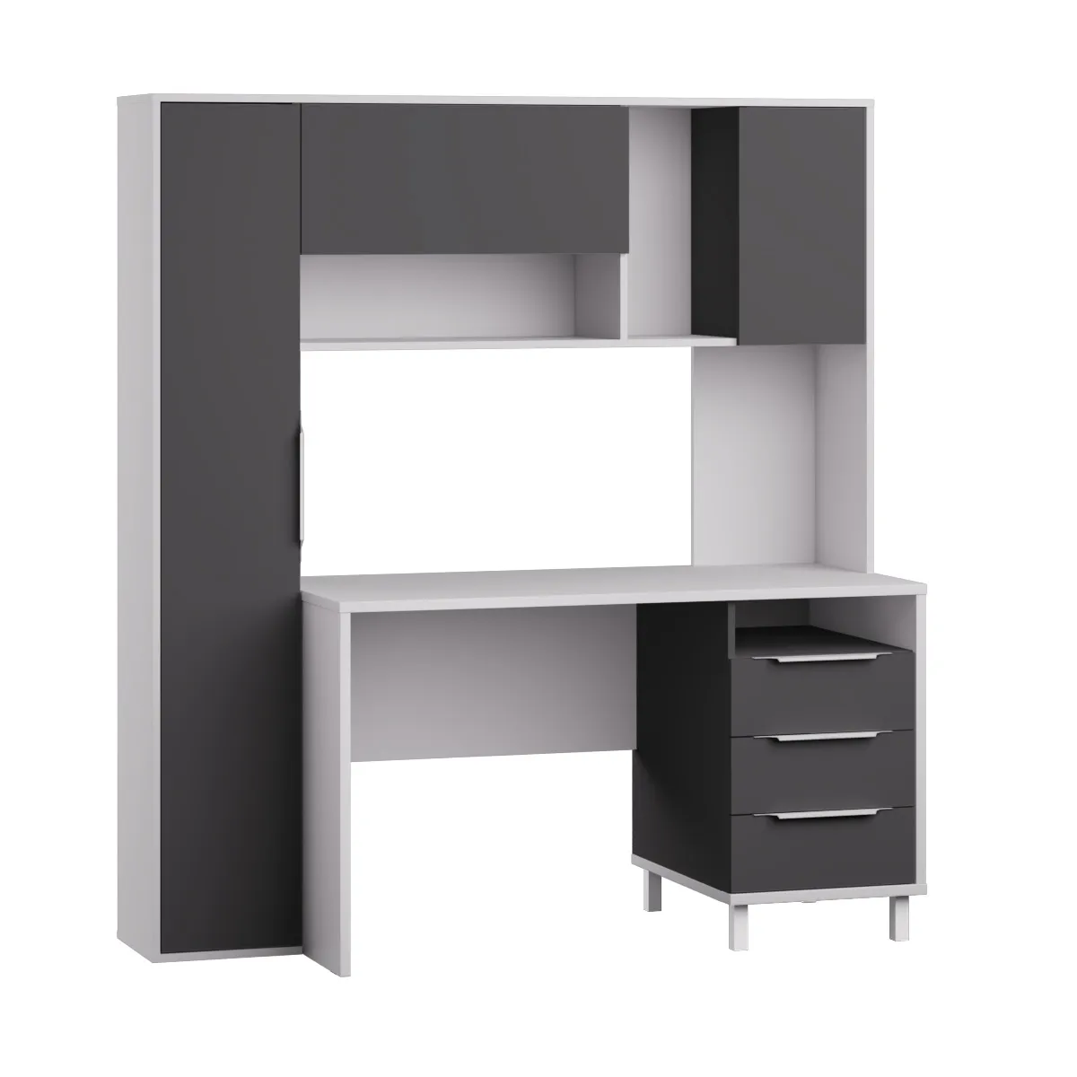 Стол рабочий Комфорт 12.95 N Белый премиум, Серый Шифер