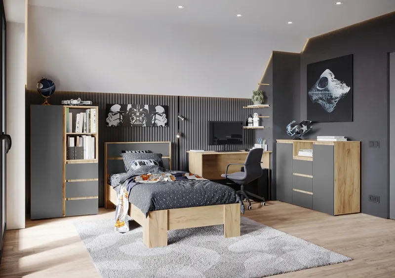 Модульная детская Хелен дуб крафт золото - серый графит