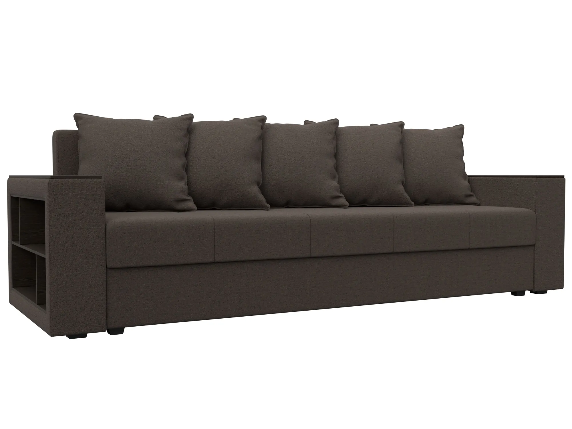 Диван прямой Дубай Лайт полки слева ( Коричневый ) Диван прямой Дубай Лайт полки слева ( Коричневый )