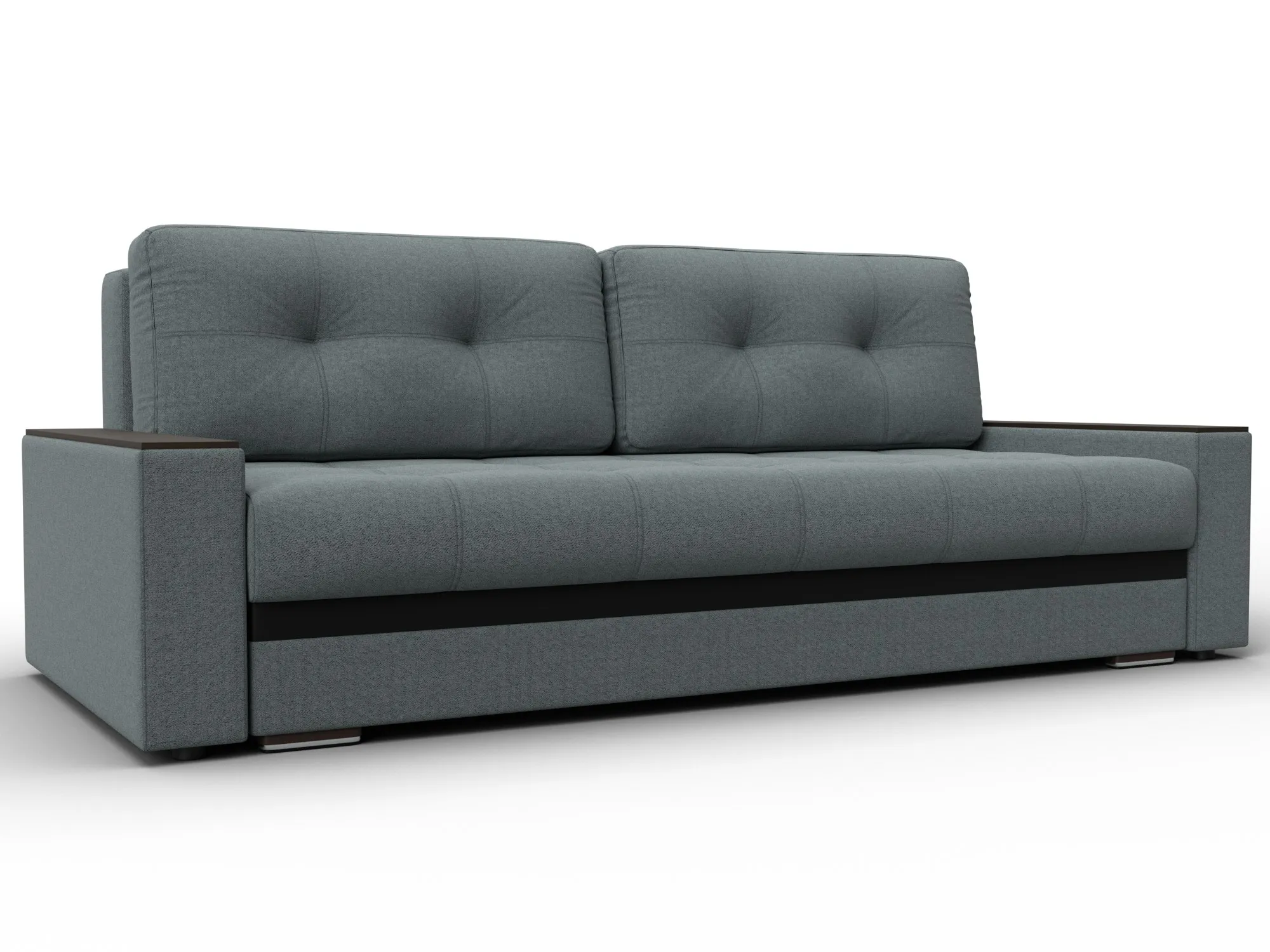 Диван прямой с декором Лига-096 НПБ ( Амур 07 серый/черный )