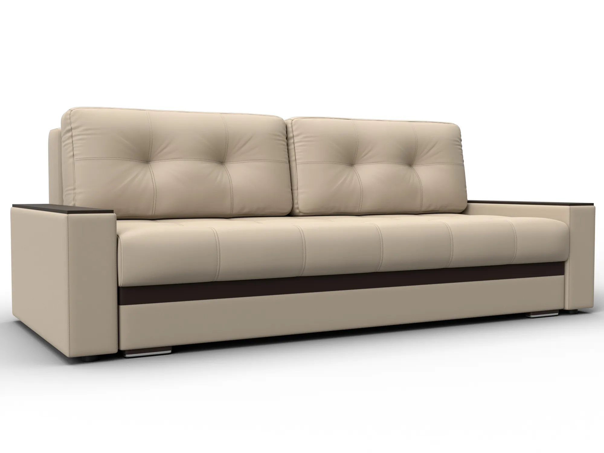 Диван прямой с декором Лига-096 НПБ ( Бежевый\Коричневый )