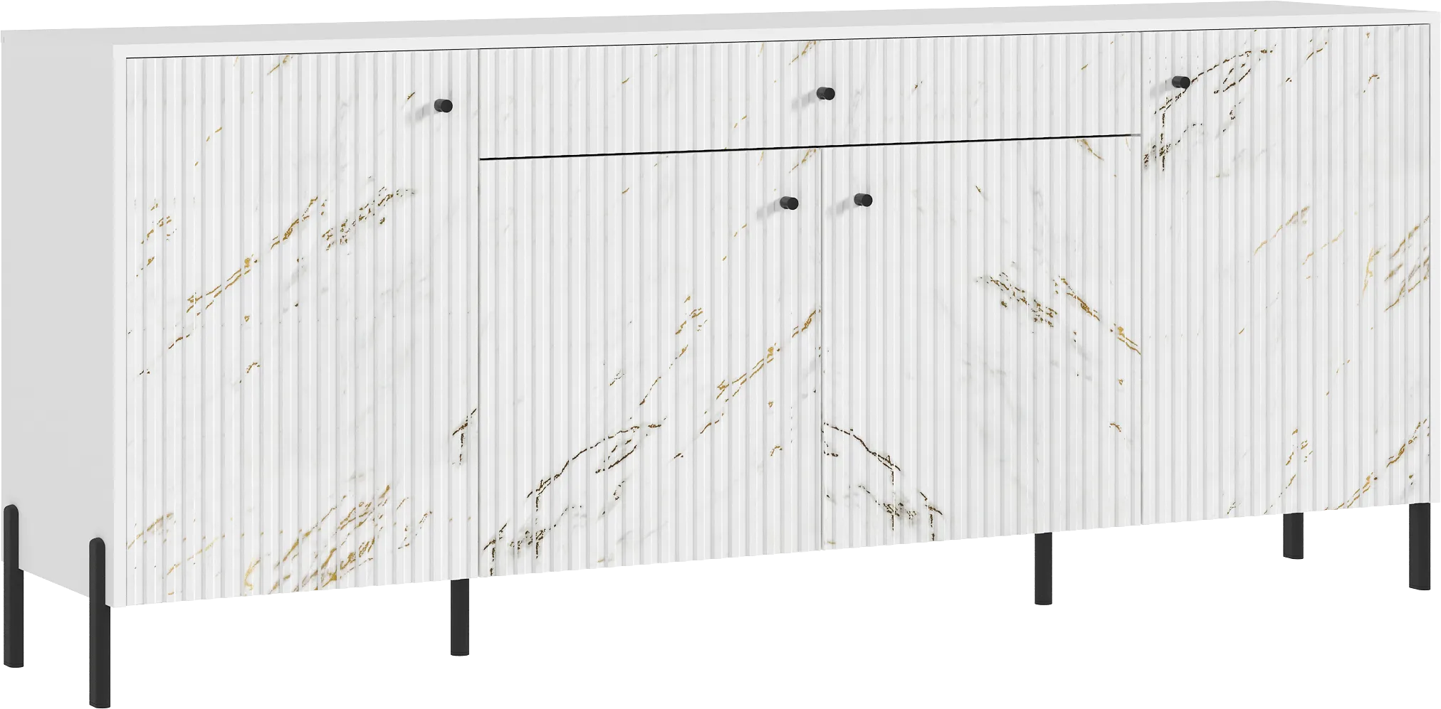 Комод Оливия (белый/мрамор золото) ножки металл