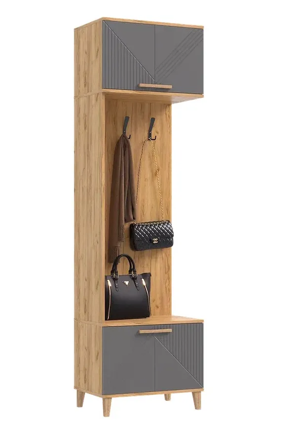 Прихожая Ирис Шкаф с вешалками Графит/Дуб Крафт