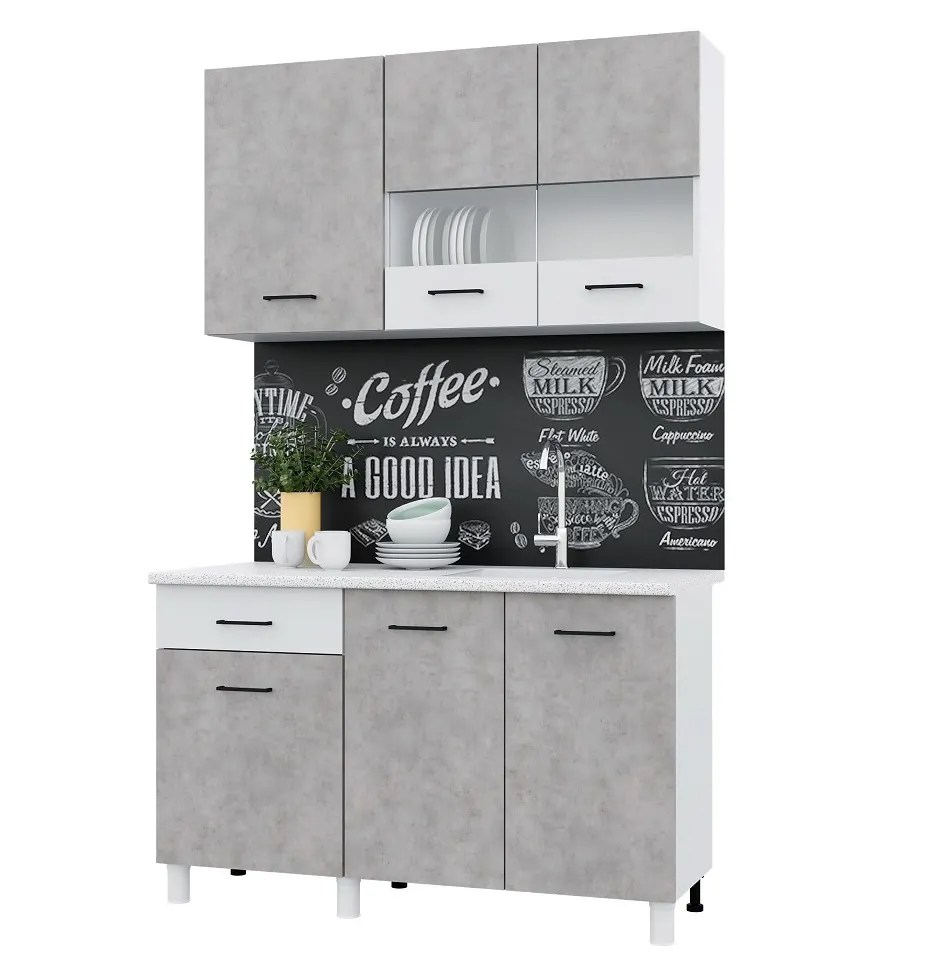 Кухня ТРЕНД 1,3 ЛДСП Белый-бетон