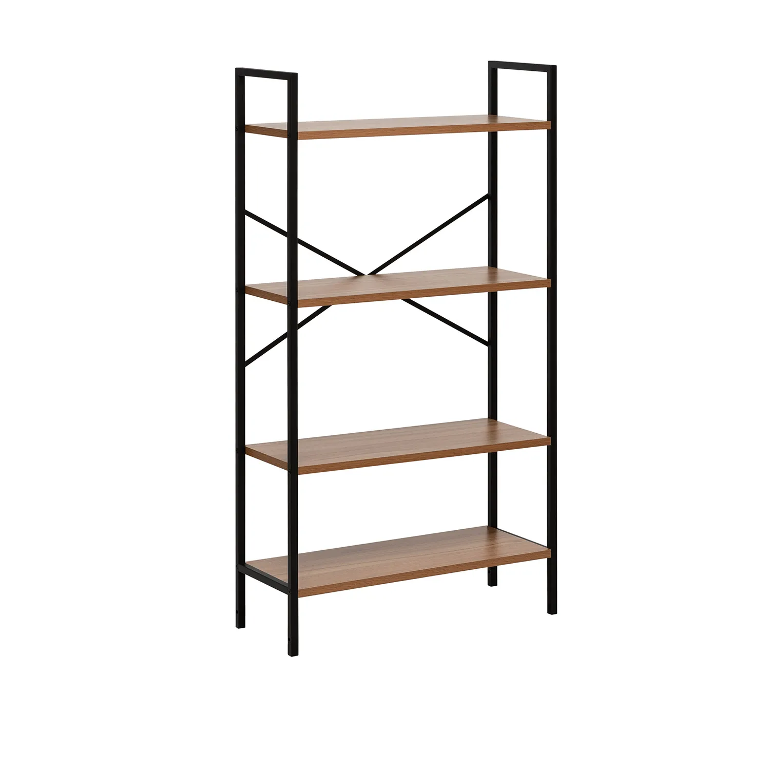 Стеллаж Leset Стилвуд 24 широкий, 4 полки (Чёрный/Орех лион светлый)