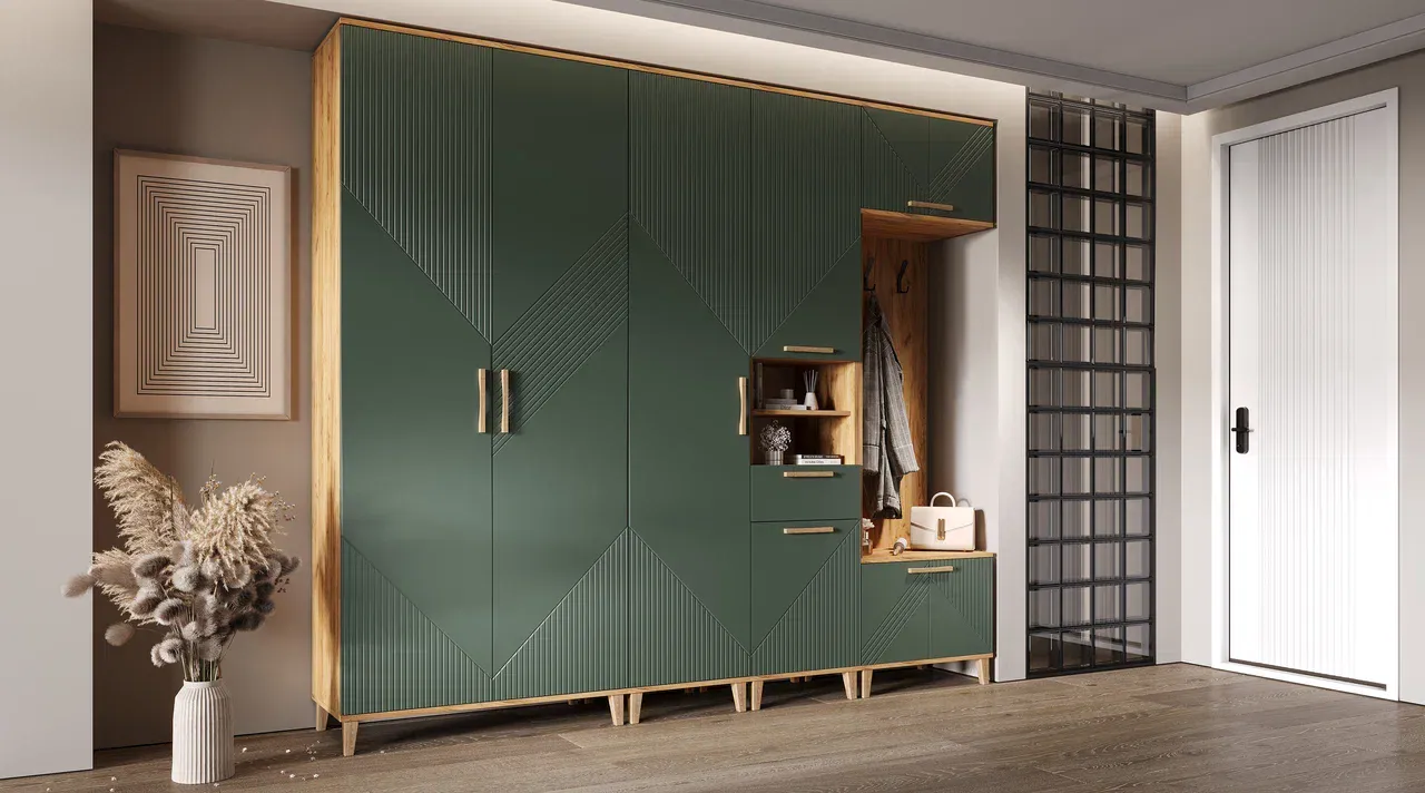 Прихожая Ирис Браш Мени Грин/Дуб Крафт