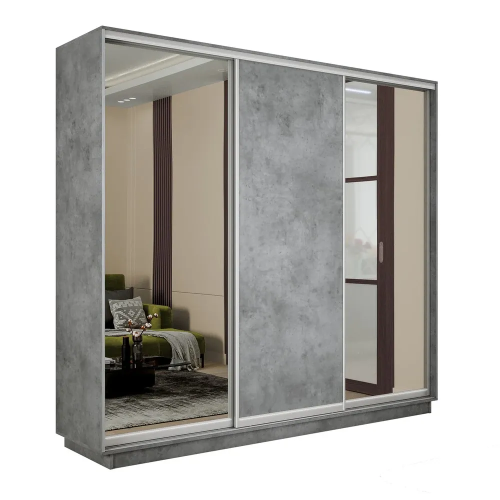 Шкаф-купе Экспресс трио 2 зеркала 1800 (Бетон)