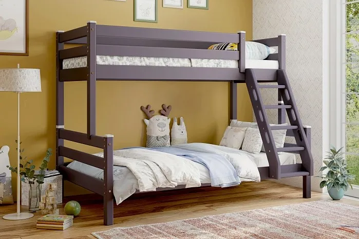 Кровать двухъярусная с наклонной лестницей Адель (лаванда)