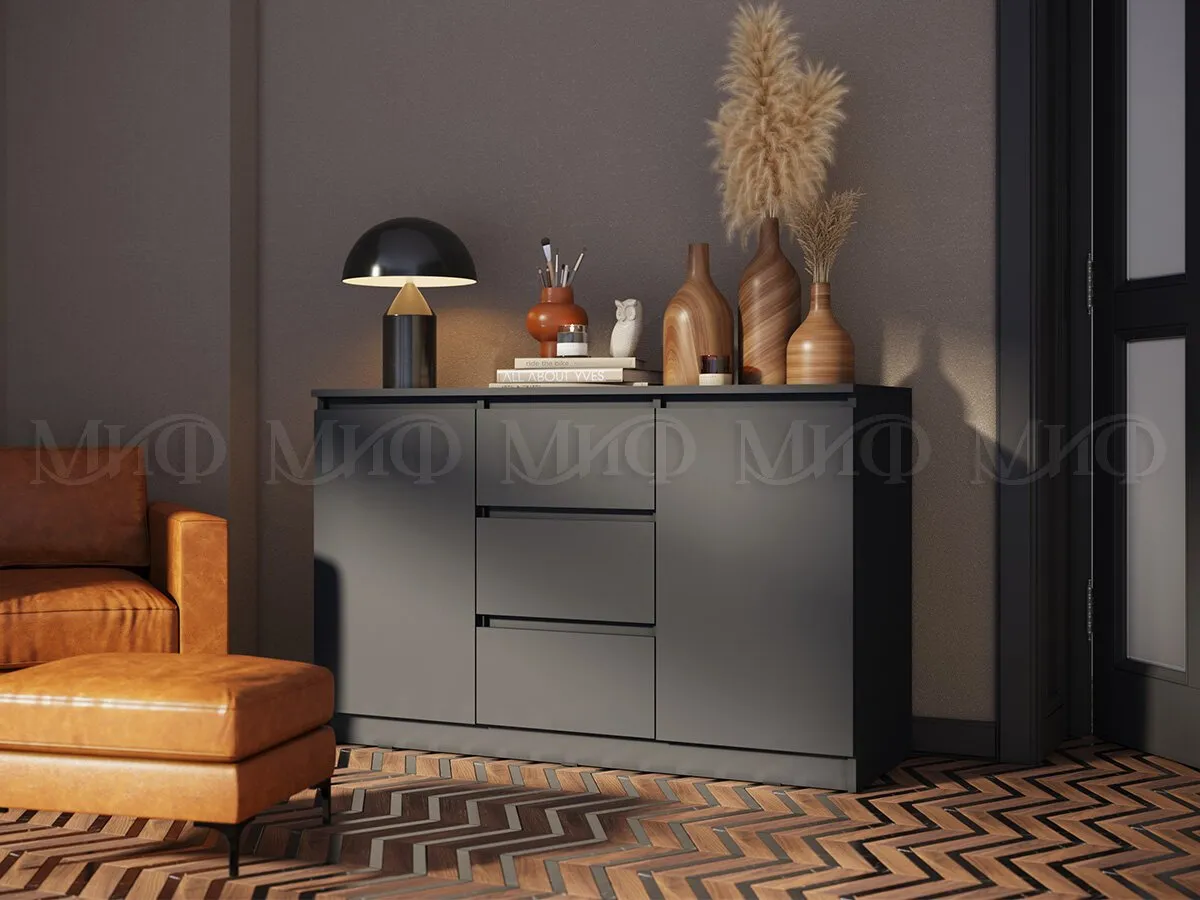 Комод Челси 2 двери 3 ящика (графит)