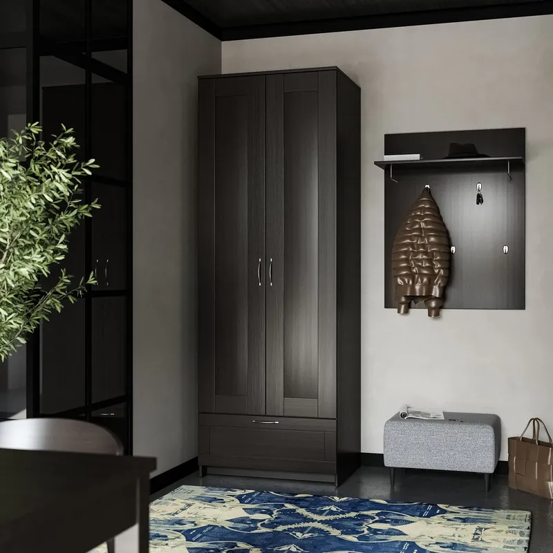 2.02.01.470.5 СИРИУС шкаф 2 двери и 1 ящик 78х59х220 Дуб Венге RU