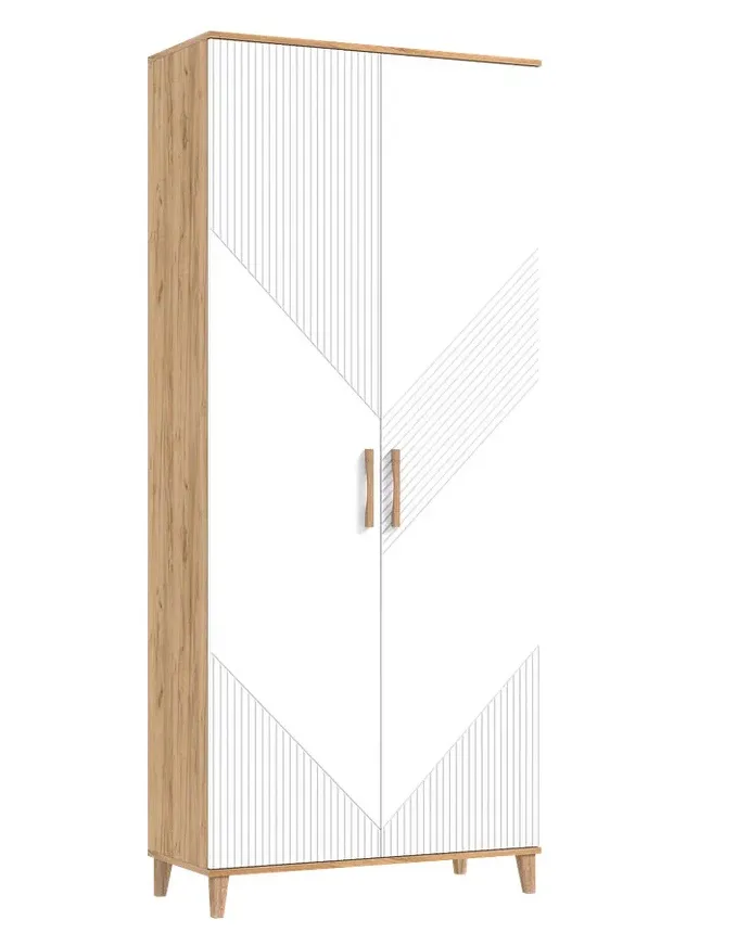 Шкаф Ирис для прихожей Браш Вайт/Дуб Крафт