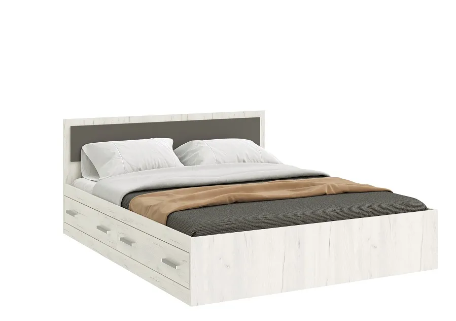 Кровать Фиеста New 1,6 с ящиками, графит/дуб крафт белый