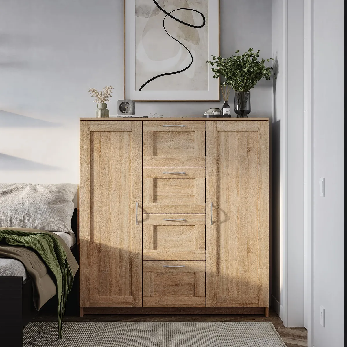 Тумба Сириус 2 двери и 4 ящика 117*123 Сонома