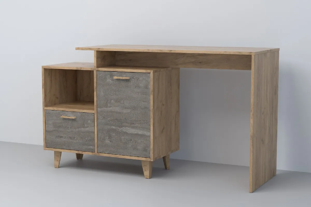 Стол Письменный СТ-2 на ножках Эго Дуб Крафт Золотой/Камень Темный