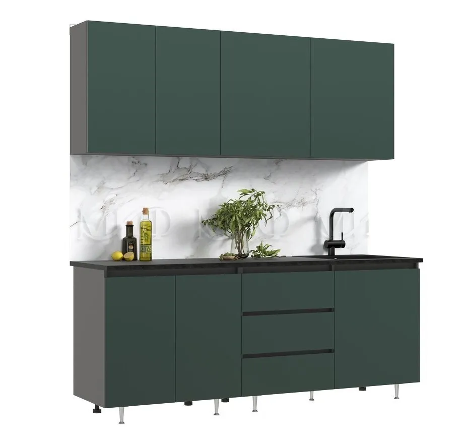 Кухня Челси 2,0м Компановка №2 (Изумрудный, Графит (Кастилло темный))