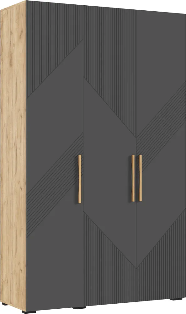 Ирис Шкаф 3-х ств.(1350) (Браш Графит, Дуб Крафт)