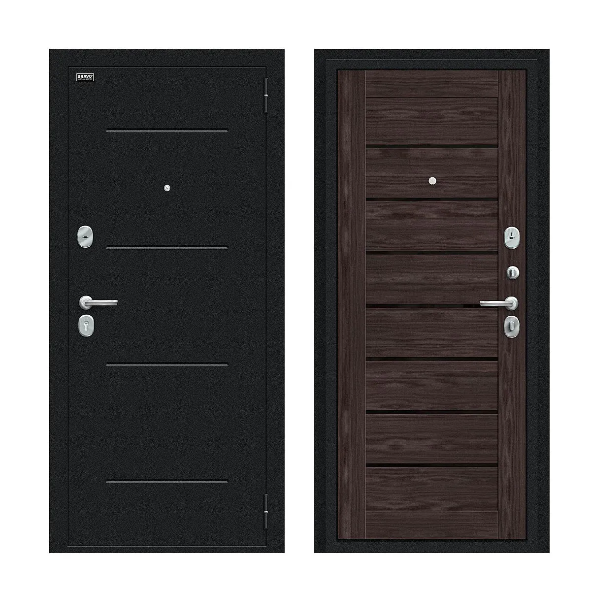 Входная металлическая дверь Техно Букле черное/Wenge Veralinga