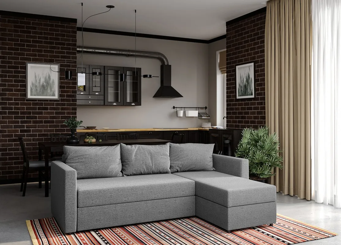 Диван трехместный с угловой секцией Вало КП Malmo 90 (grey) SA