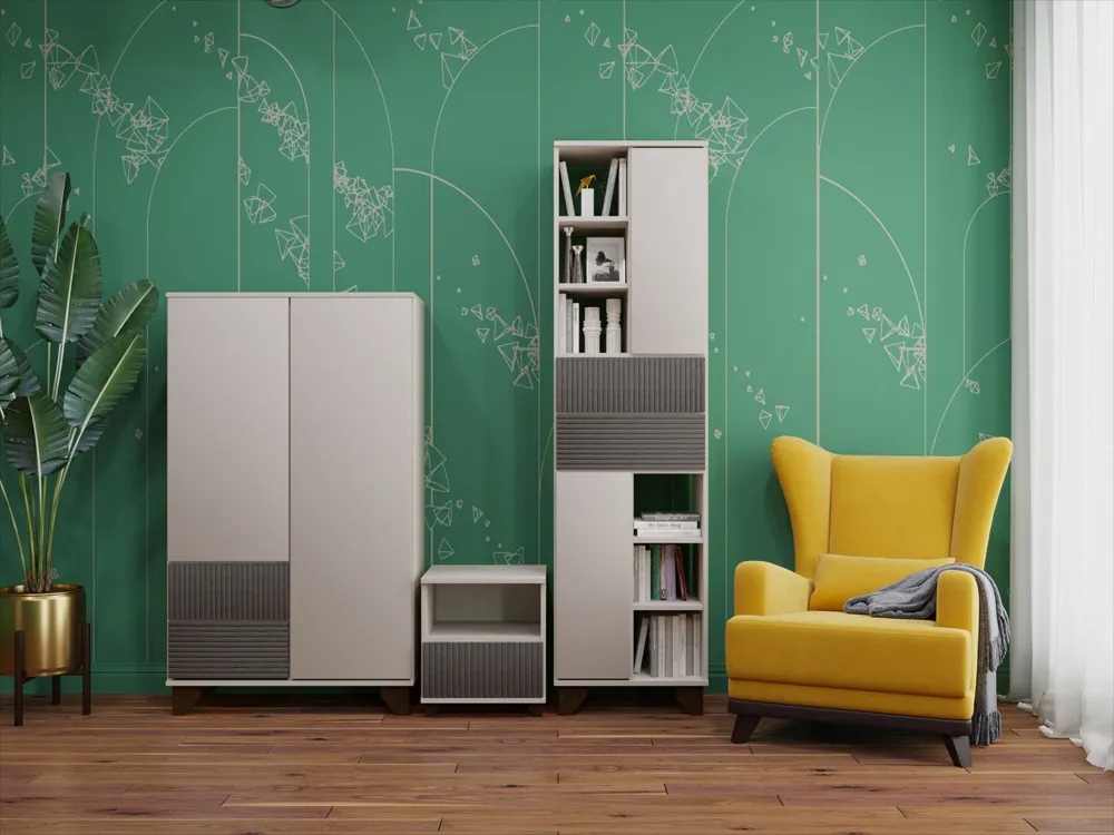 Гостиная Копенгаген белый/серый графит вариант 5