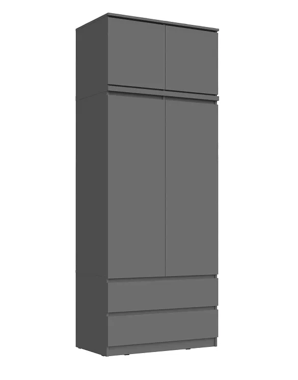 Шкаф Челси 2-х ств с антресолью (графит)