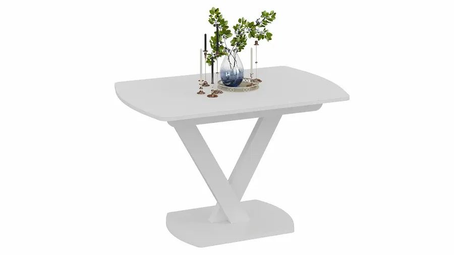 Стол обеденный Салерно Тип 1 Белый муар Стекло матовое белое