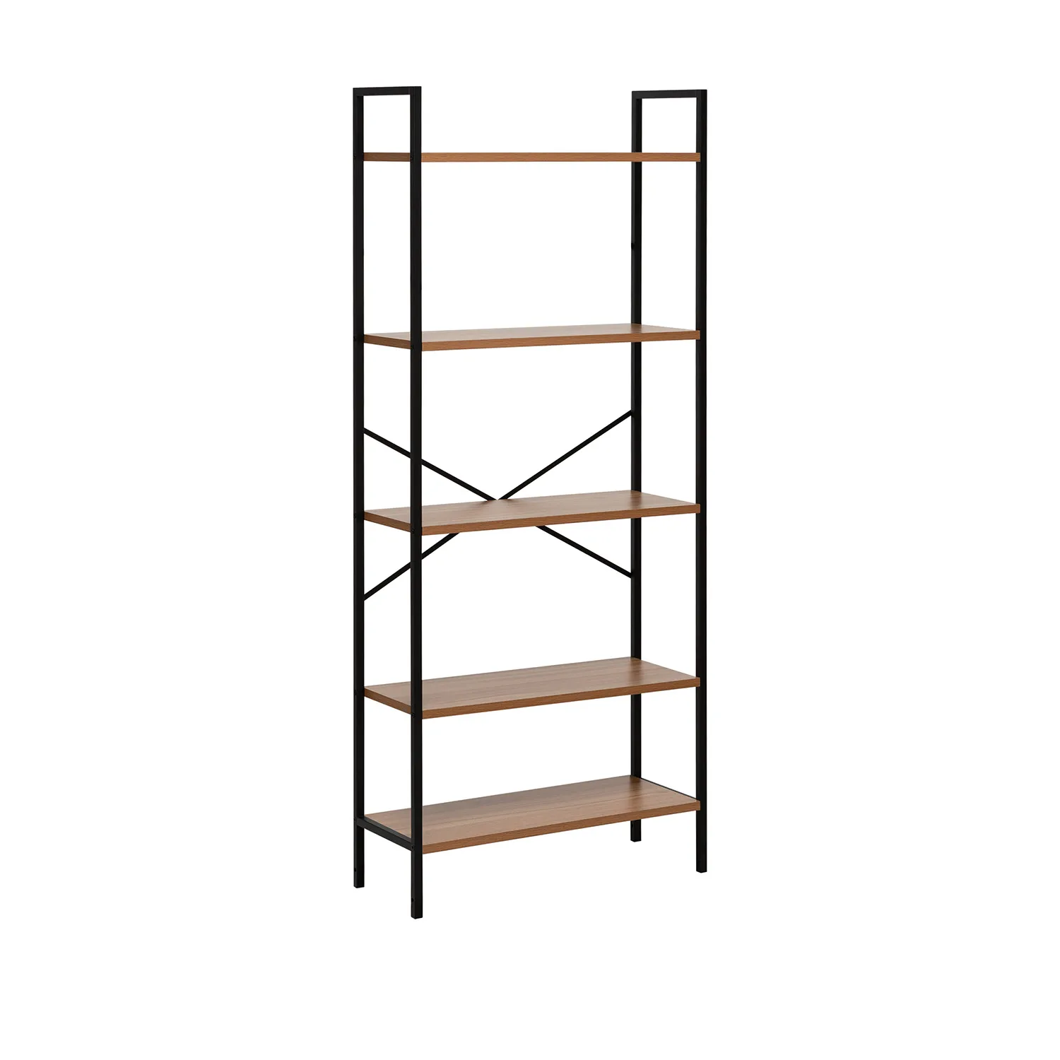 Стеллаж Leset Стилвуд 25 широкий, 5 полок (Чёрный/Орех лион светлый)