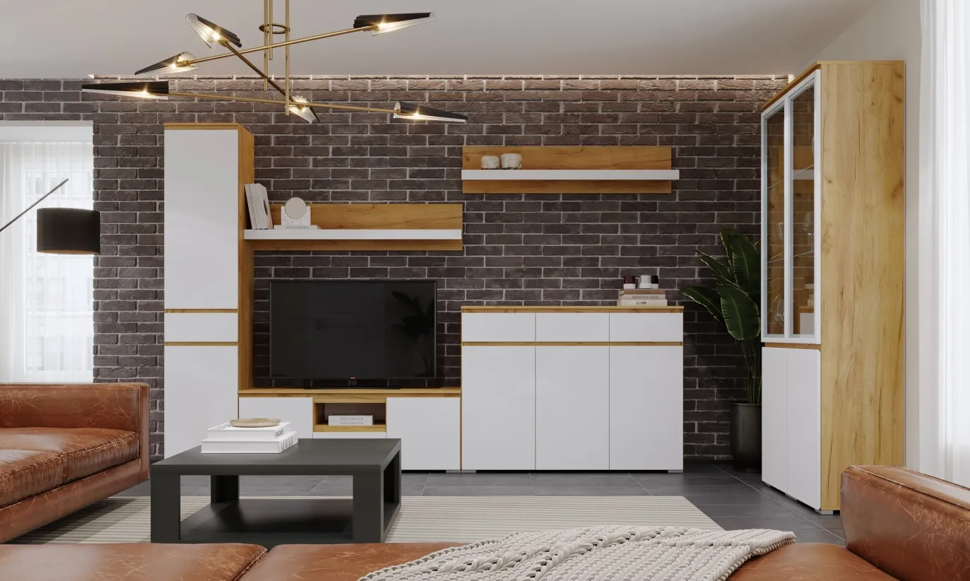 Гостиная ГРЕТТА  Дуб Крафт золотой - Белый №6