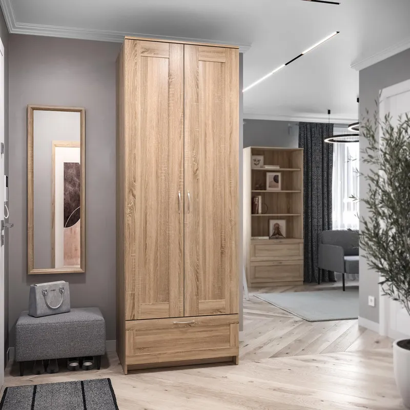 2.02.01.470.3 СИРИУС шкаф 2 двери и 1 ящик 78х59х220 сонома RU