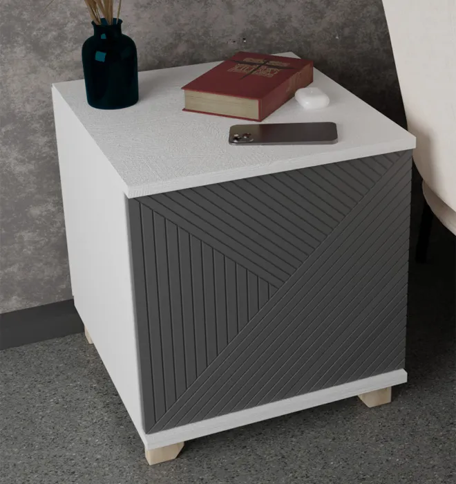 Тумба прикроватная Копенгаген со створкой (белый/серый графит)