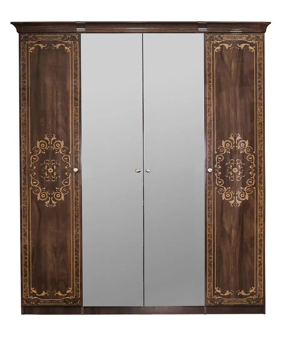 Шкаф Патрисия 4-дверный (1+2+1) с зеркалом караваджо глянец