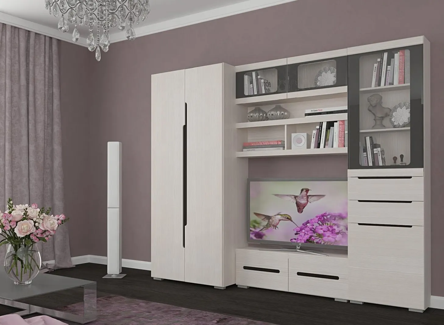 Гостиная Эколь вариант №1 (сандал светлый)