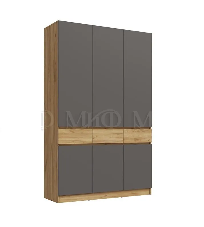 Шкаф Роджина 3-х створчатый (крафт золотой/графит)