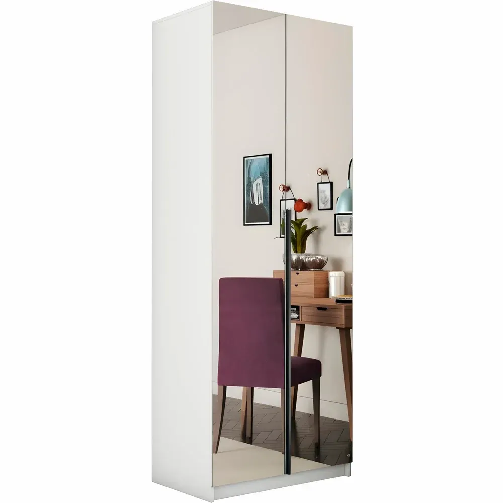 Шкаф  распашной  Локер 2-х дверный  с зеркалом 5 полок, 2 ящика 80 см.