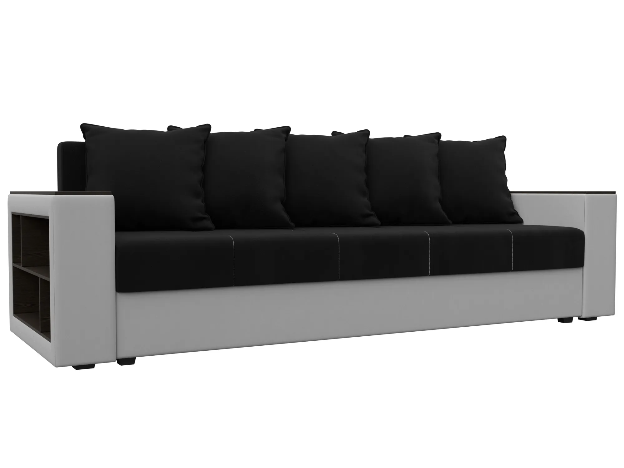 Диван прямой Дубай Лайт полки слева ( Черный\Белый )