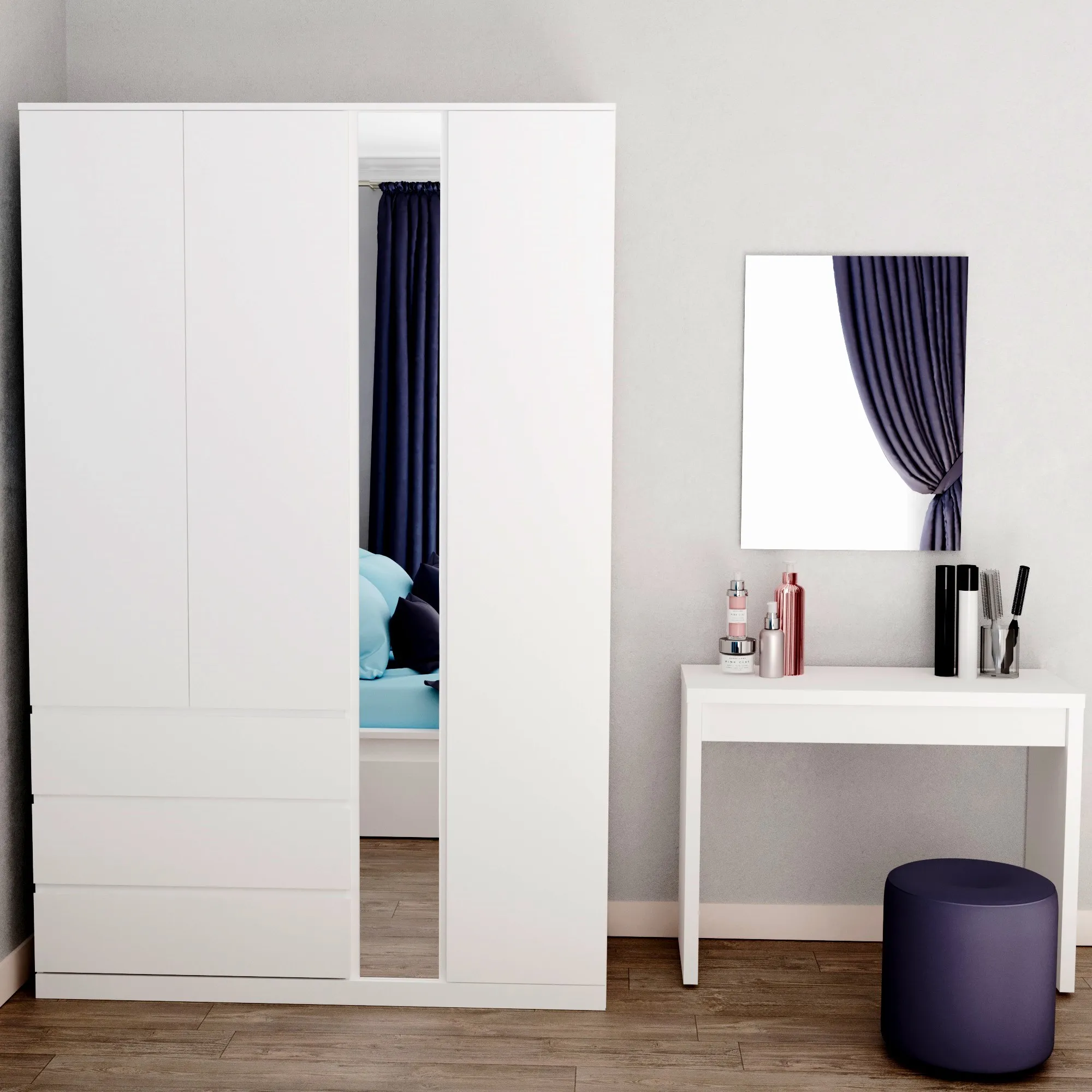 S01217 Варма Стор 144 шкаф распашной с зеркалом 222х144х57, белый S01217 Варма Стор 144 шкаф распашной с зеркалом 222х144х57, белый