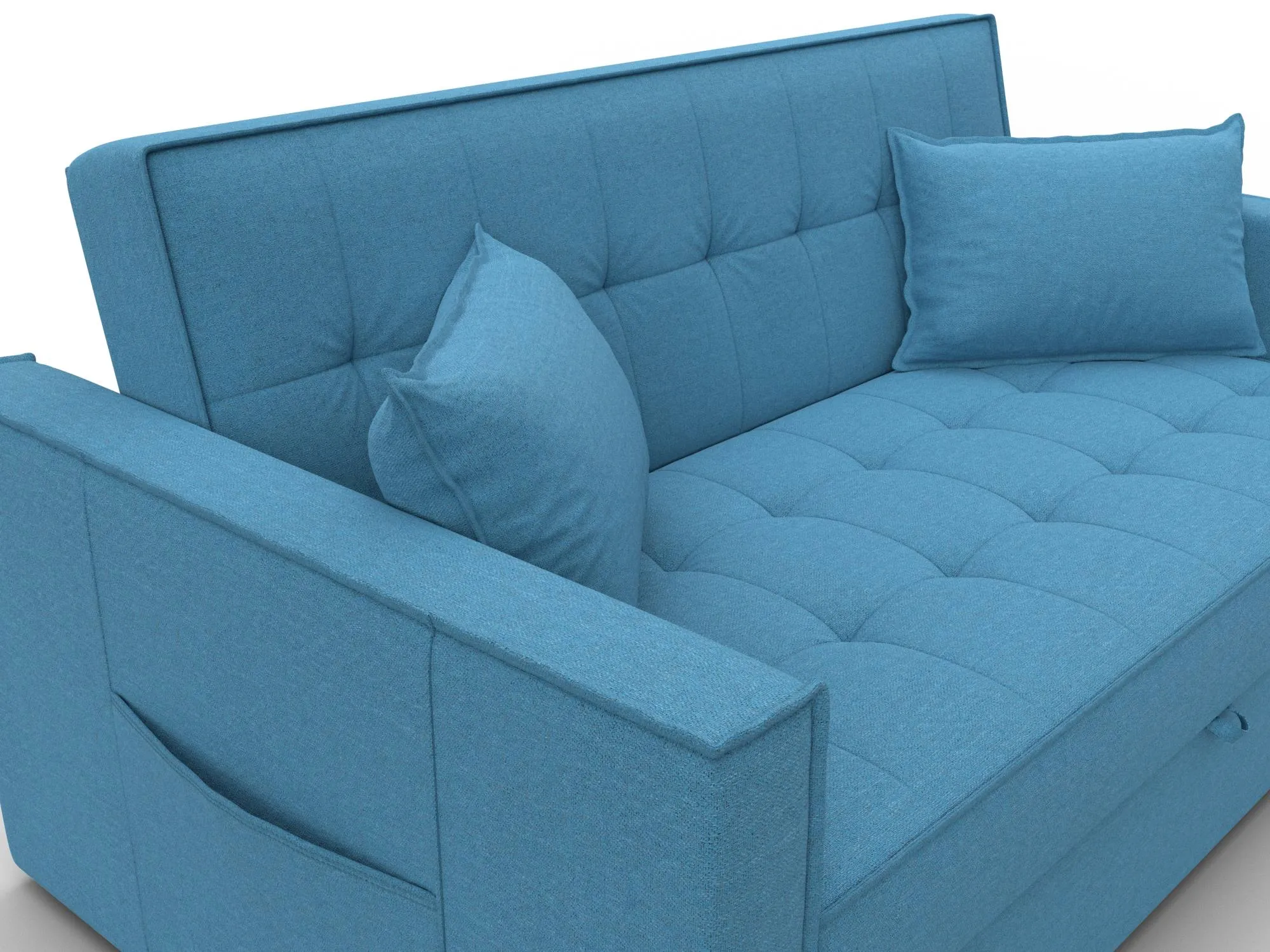 Диван прямой Лига-104 (140) ( Амур 10 голубой )