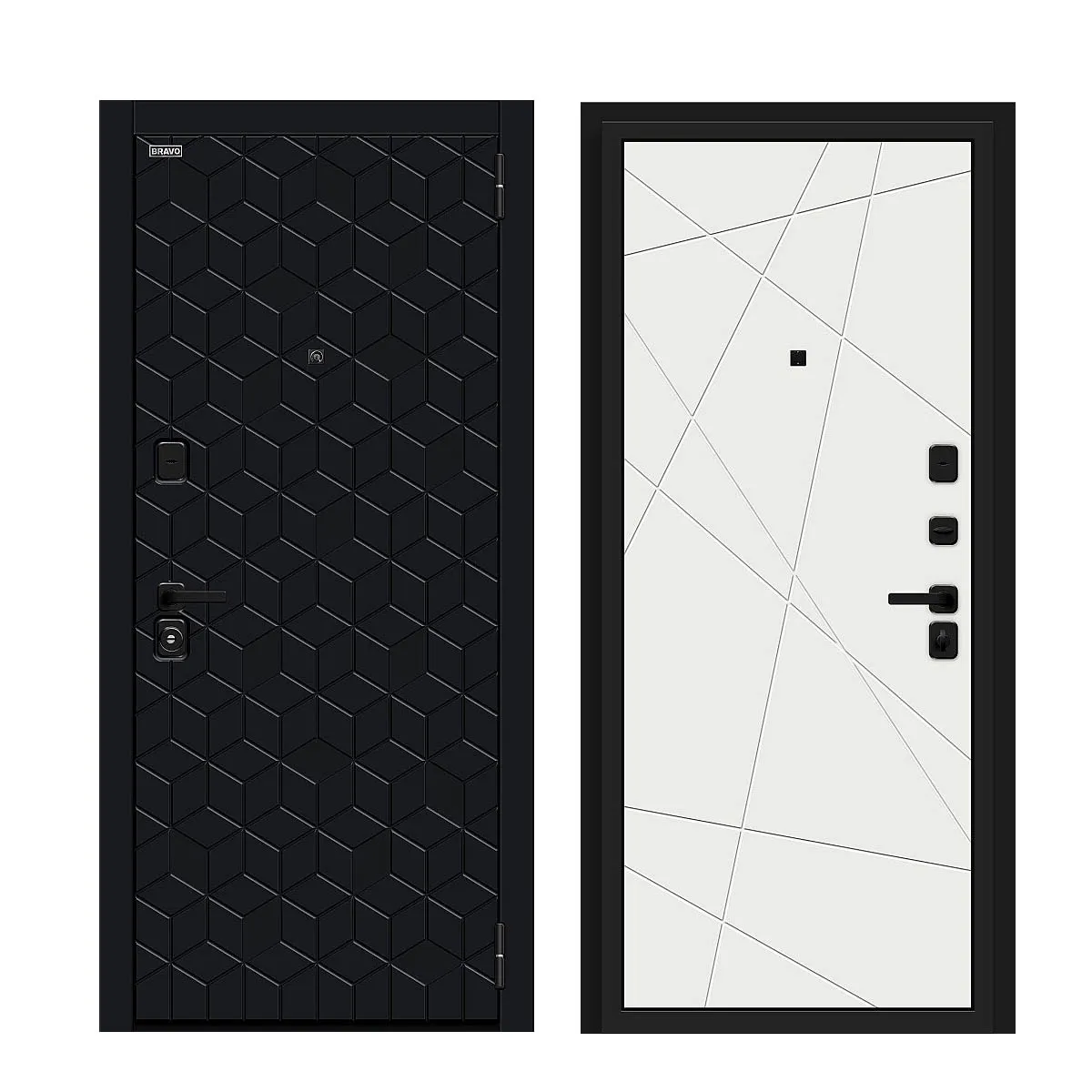 Входная металлическая дверь Кьюб (RBE)  Total Black/Super White