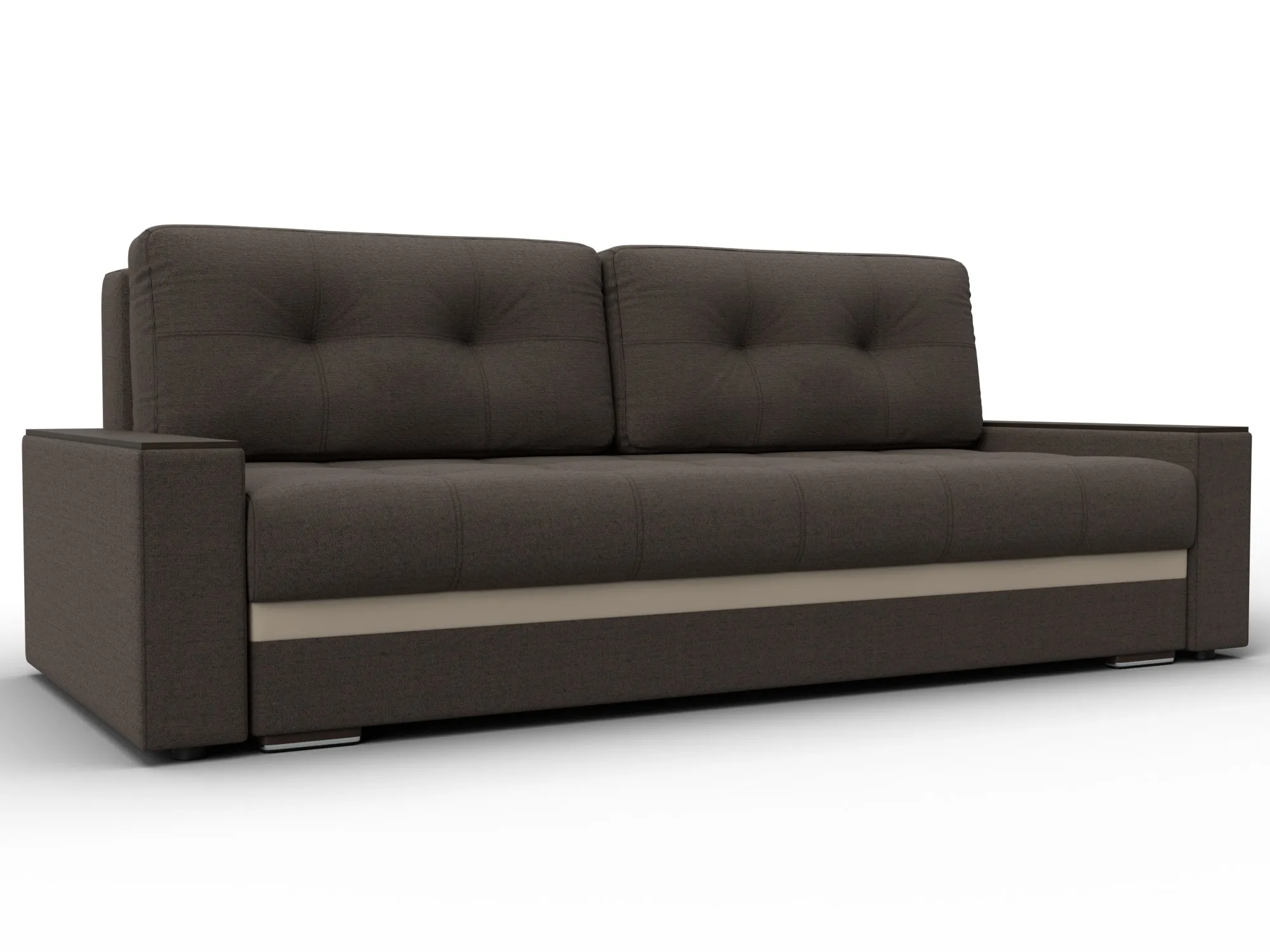 Диван прямой с декором Лига-096 НПБ ( Коричневый\Бежевый )