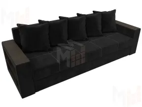 Диван прямой Дубай Лайт полки слева ( Черный )