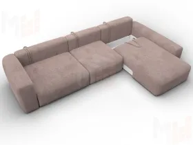 Диван угловой Лига-066 НПБ Лонг угол правый ( TOWER 05 бежевый )